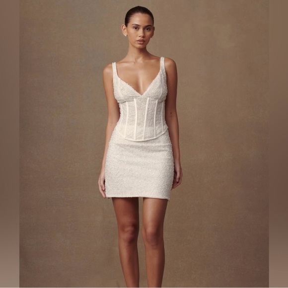 NWT Meshki Pearl beaded bustier top and skirt - Picture 4 of 5